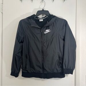 Nike Youth Black Windrunner WindbreakerJacket Hooded Size Large Full Zip Flawed